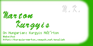 marton kurgyis business card